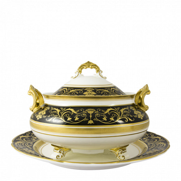 REGENCY BLACK - SOUP TUREEN & COVER & STAND