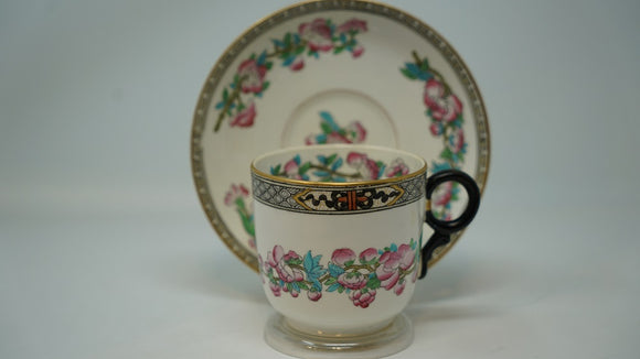 English Breakfast Cup and Saucer Hand Painted India Floral