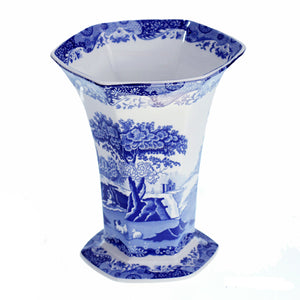 Spode Blue Italian Hexagonal Vase 10.5"
