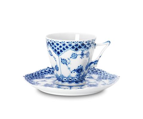 R.C. Blue Fluted Full Lace Coffee Cup & Saucer