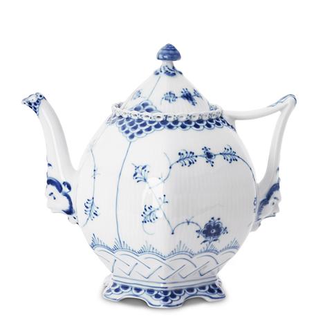 R.C. Blue Fluted Full Lace Teapot