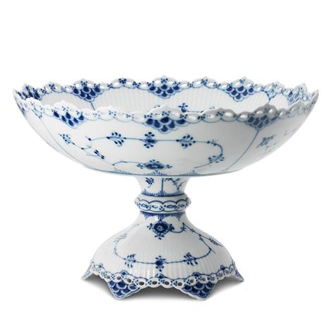 R.C. Blue Fluted Full Lace Footed Compote