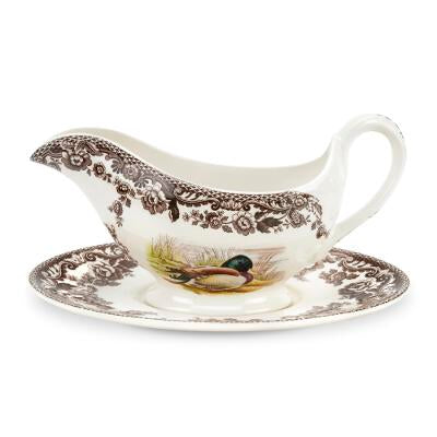 Spode Woodland Sauceboat and Stand 12 oz.