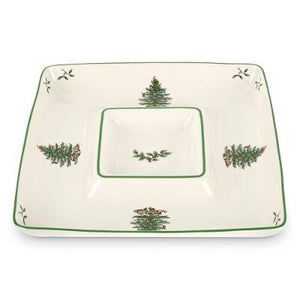Spode Christmas Tree Chip and Dip 12"