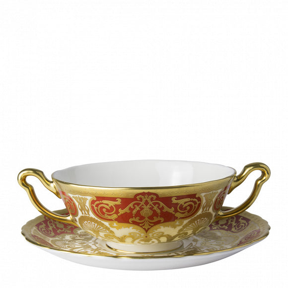 HERITAGE RED & CREAM - CREAM SOUP CUP & SAUCER