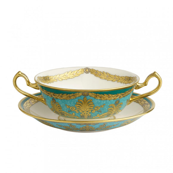 TURQUOISE PALACE - CREAM SOUP CUP & SAUCER