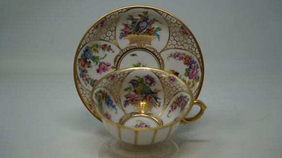 Dresden China Cup and Saucer Birds
