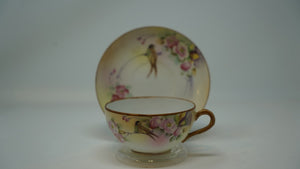 Nippon Hand Painted Bird & Floral Cup and Saucer