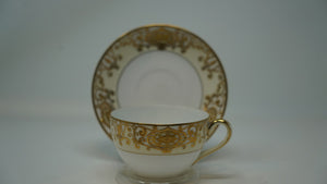 Noritake Hand Painted Gold on Pale Yellow Teacup and Saucer #175