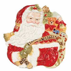 Damask Holiday Santa Canape / Cookie Plate