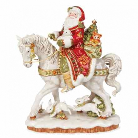 Damask Holiday Santa On Horse