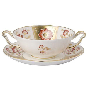 Derby Panel Red Cream Soup & Saucer