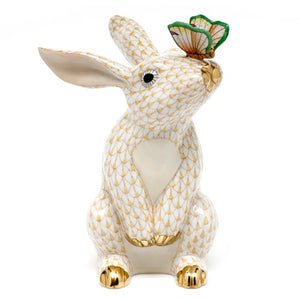 Bunny with Butterfly on Nose Figurines ‚Äì Fishnet Color Yellow
