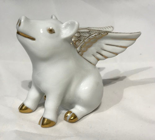 Herend Flying Pig - When Pigs Fly 15299-0-00 White Gold