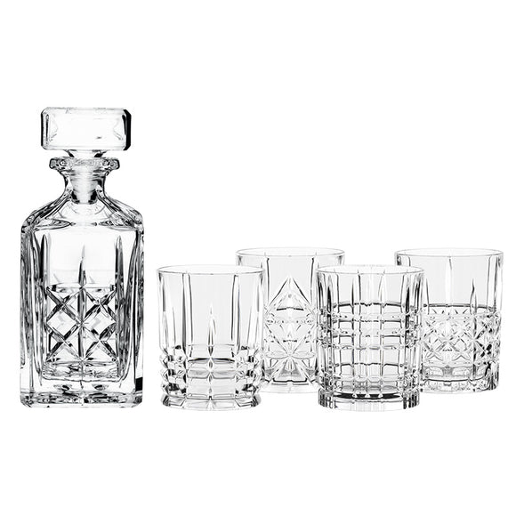 Nachtmann Highland Whisky-Set, Decanter + 4 tumblers with mixed cut decoration
